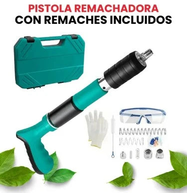 PISTOLA REMACHADORA DE CLAVOS I +3 accesorios GRATIS gafas, repuestos y caja de herramientas